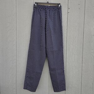 Knight's Ltd Polka Dot High Waisted Cotton Pants Blue & White‎ Medium